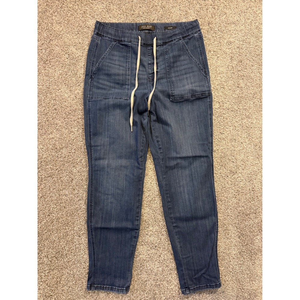 Judy Blue Denim Joggers Womens 11/30 Blue Pull On Drawstring JB88489 Stretch